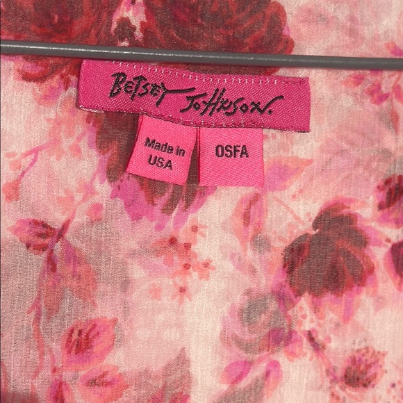 Vintage Betsey Johnson Red and Pink Floral Shawl - Picture 2 of 4